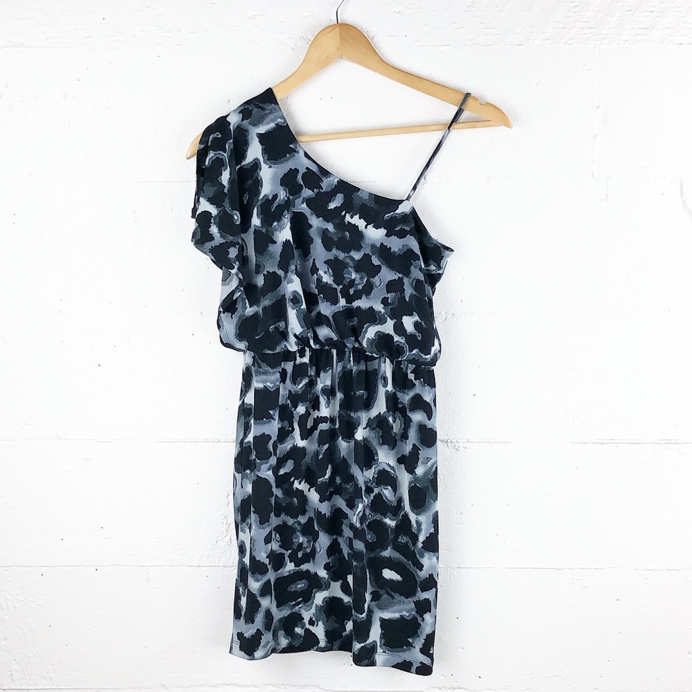 Asymmetrical Animal Print Mini Dress